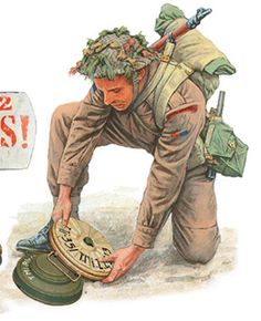 an illustration of a man bending over to pick something out of the ground