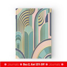 the journal is designed to look like an art deco book with abstract shapes and lines