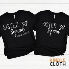 Celebrate the beautiful bond of sisterhood with our Matching Bonus Sister Squad Shirts! Ideal for both adopted sisters and soul sisters alike, these tees from Kindle & Cloth are a testament to the unbreakable connection that goes beyond DNA. Whether it's a heartfelt gift for a sister-in-law or a fun present for your chosen family, these shirts are sure to bring smiles and laughter. Show the world the power of your squad with a shirt that's as unique as your relationship. Perfect for birthdays, reunions, or just because -- sisterhood has never looked so good! 🎉 Super Comfy Cotton Tee - Perfect for Playtime and Party Time! 🎉 Hey there! Are you ready to look cool and feel comfy? Our cotton tees are just what you need! They're super soft like a hug from your favorite teddy bear and come in a Gifts Sister, Sister Squad, School Vacation, Strong Shoulders, Chosen Family, Squad Shirt, Friend Gifts, Good Times Roll, Soul Sisters