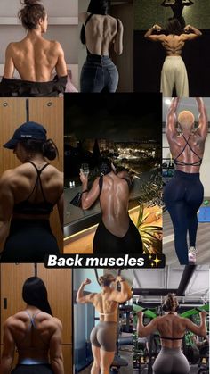 the back muscles are shown in this collage, and there is no image to describe