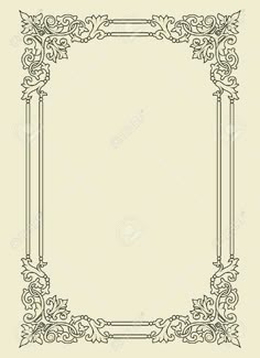 an ornate frame with scrolls and leaves on a beige background stock photo - 91978