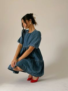 Puff Sleeves Dress, High Horse, Dress Denim, Sleeves Dress, Denim Mini Dress, Denim Mini, Blazer Dress, Floral Midi Dress, Babydoll Dress