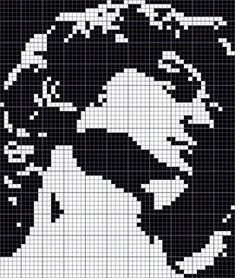 a black and white cross stitch pattern with a woman's face