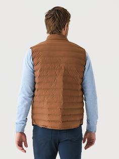 DESCRIPTION:The Regent Vest is a stylish piece perfect for transitional weather. It's made from soft stretch fabric with lightweight insulation and custom metal snap buttons.FEATURES:Stand-Up CollarSide PocketsButton-Down Front4-Way StretchWindproofWater-ResistantChannel Insulation87% Nylon, 13% SpandexTailored FitModel is wearing size Medium vest.Model's Measurements: Height: 6'2" | Waist: 32" | Inseam: 33" | Collar: 15.5" | Sleeve: 35" | Suit: 40L Casual Brown Nylon Outerwear, Classic Stretch Outerwear For Layering, Casual Outerwear For Work, Brown Stretch Outerwear For Layering, Versatile 4-way Stretch Outerwear, Crown Crafts, Saint Bernard, Peter Millar, Custom Metal