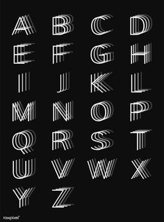 some type of font that has been drawn with white ink on black paper, and it is