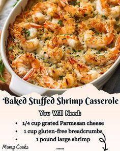 the baked shrimp casserole is ready to be eaten