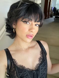 Short Hair Women Mullet, Short Haircut Updos, Ethereal Short Hair, Mid Pixie Haircut, Female Mullet Round Face, Full Fringe Short Hair, Really Short Hairstyles For Women, Miguel O'hara Hair, Short Hair Wide Face