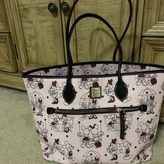 Disney Dooney And Bourke Valentines Tote Mickey Minnie Light Pink Adorable Pattern Just Ready For Something Different Disney Minnie Mouse Bag, Disney Shopping Bags, Minnie Mouse Bags For Disney Trips, Disney Dooney, Dooney And Bourke, Dooney & Bourke Bags, Dooney & Bourke, Mickey Minnie, Dooney Bourke