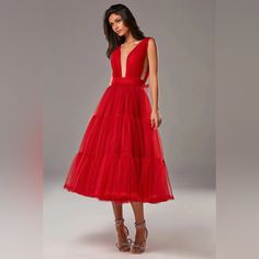 I Bought This Dress For A Wedding But Unfortunately It Doesn’t Look Good At Me At All :( Return Policy Is Too Complicated, That’s Why I’m Selling It Here. Never Worn, Completely New, True To Size! Red A-line Tulle Dress, Red Tulle Dress For Gala, Red Tulle Evening Dress For Gala, Elegant Red Evening Dress For Wedding Guest, Red Midi Dress For Wedding And Prom Season, Red Fitted Evening Dress For Wedding Guest, Red Midi Length Evening Dress For Wedding, Midi Length Dresses For Wedding Galas, Red A-line Midi Dress For Prom