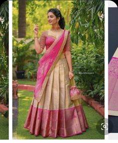 Lehanga Bridal Look, Dhawani Designs Kerala Wedding, South Indian Skirt And Blouse, Half Saree Lehenga Blouse Designs, Half Saree Models Latest, Onam Outfits