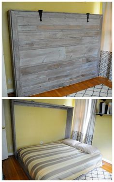 the bed frame is made out of wood and has no headboard or foot board