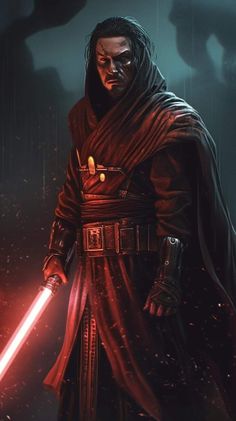 darth vader from star wars the old republic with his lightsaber in hand