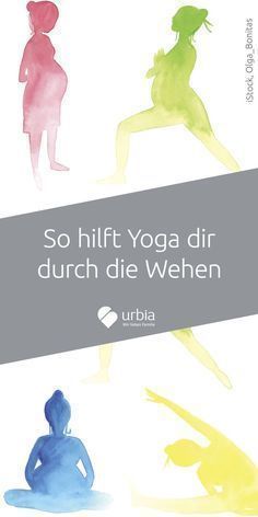 the cover of a book with watercolor silhouettes of women in yoga poses and words that say, so hilft yoga dir durch die weien