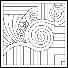 a black and white pattern with swirls in the center, as well as an image of