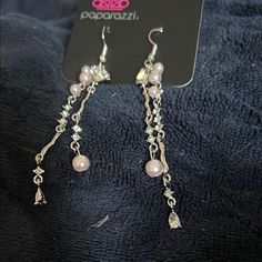 Elegant Dangle Earrings With Pink Beads And Silver Accents. Perfect For Adding A Touch Of Glamour. Pink Dangle Earrings, Pink Beads, Paparazzi Jewelry, Silver Accents, Women Jewelry, Beads, Silver