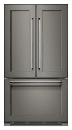 a stainless steel refrigerator freezer with two doors