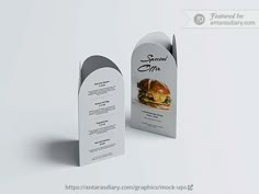 an image of a menu card with a sandwich on it in the shape of a box