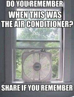 an air conditioner sitting in front of a window with the words do you remember when this was the air conditioner? share if you remembers