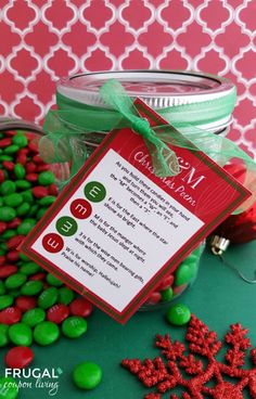 Share the true meaning of Christmas with this heartfelt M&M Christmas Poem! This Christmas Gift is a creative and thoughtful way to tell the M&M Christmas Story using the letters M, E, W, and the number 3. Perfect for teachers, coworkers, neighbors, friends, and more, this easy edible gift idea spreads holiday cheer with a personal touch. Simply print the Christmas M&M poem, attach it to a mason jar, and fill with red and green M&Ms for a sweet and meaningful gift everyone will love! M M Christmas Poem, Christmas Gift Poem, Christmas Poem, Edible Christmas Gifts, Homemade Holiday Gifts, Kid Christmas, Christmas Neighbor, Easter Gift Tag, Neighbor Christmas Gifts