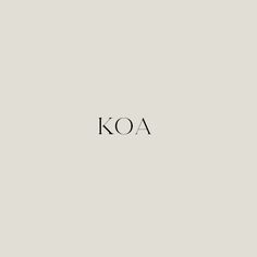 the word koa written in black on a white background