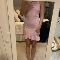 Pink Cocktail Dress With Ruffle Bottoms. Never Worn But No Tags. Fits More Like A Small Pink Dresses For Hoco, Dresses For Hoco, Pink Cocktail, Pink Cocktail Dress, Pink Dresses, Fit Dress, Fitted Dress, Pink Dress, Pink Ladies