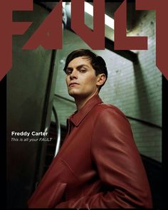 a man in a red leather jacket on the cover of faul magazine