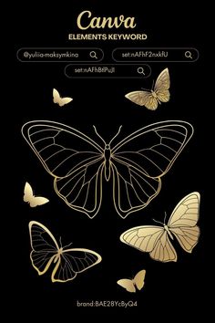 Gold butterfly Canva Pro elements by Yuliia M Gold Canva Elements, Free Dingbat Fonts, Canva Sets, Canva Learning, Canva Project, Canva Free Elements, Canva Tricks, Canva Pro Elements, Canva Codes