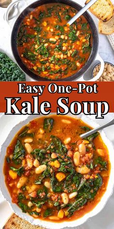 one pot kale soup with spinach and chickpeas