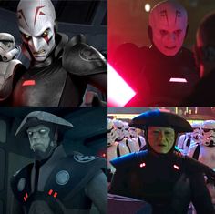 the star wars characters are in various stages of being different from each other, including darth vader and luke sky walker