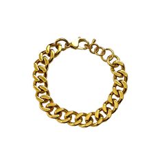 Our 11.5m Gold Cuban Bracelet bracelet comes in one universal size at 8" length, perfect for a loose fit. Made of 100% 316L Stainless Steel and PVD plated with highly resistant gold. Which will not rust, tarnish or turn green, and corrosion resistant. PRODUCT DESCRIPTION- 316L Stainless Steel, corrosion resistant, will not turn green- PVD Plated Gold- Strong and durable- Safe in water, shower safe. Sizing- 11.5mm wide- 8" Length SHIPPING- Free Shipping in the United States When You Order Now!- W Gold Cuban Link Bracelet With Metal Strap, Gold Stainless Steel Bracelets With Curb Chain, Gold Stainless Steel Bracelet With Curb Chain, Adjustable Gold Cuban Link Bracelet In Stainless Steel, Adjustable Gold Stainless Steel Cuban Link Bracelet, Classic Gold Bracelet With Extender, Gold Chain Link Bracelet With Extender, Printable Ring Sizer, Cuban Bracelet