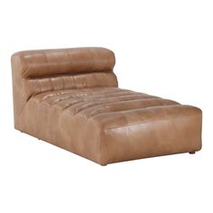 a brown leather chaise lounger on an isolated white background