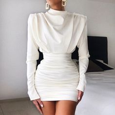 Item+Type:Dress Material:+Polyester Color:+White Size:+S,M,L,XL Glamouröse Outfits, Haine Diy, Mode Tips, Makeup Tip, Gaun Fashion, Chique Outfits, 20's Dress, Slim Dresses, Looks Chic