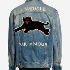 Gucci L'aveugle Par Amour Denim Jacket Size: L | Us40, It50 Retail $2850 Gucci L'aveugle Par Amour Denim Jacket From The 2017 Collection By Alessandro Michele Blue Embroidered Accent & Spread Collar Flap Pockets & Button Closure Details Size Guide Chest: 48.25" Shoulder: 18.75" Length: 27" Sleeve: 34.5" Country Of Origin: Italy Fabric: 100% Cotton; Embellishment 25% Polyester, 25% Rayon, 25% Wool, 25% Acrylic Item#Guc00984/220322 Condition Pristine Gucci Denim Jacket, Blue Designer Gucci Outerwear, Designer Gucci Single-breasted Outerwear, Designer Single-breasted Gucci Outerwear, Gucci Coats & Jackets, Gucci Jackets, Alessandro Michele, Flap Pocket, Mens Jackets