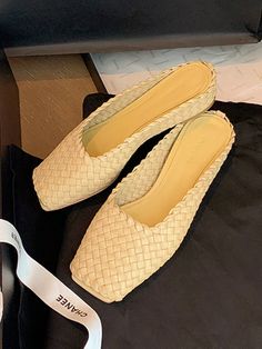 SkuCY-!144020MaterialArtificial Leather FeatureWoven , Square-Toe , Open Toe , Split-joint OccasionUrban , Vintage , Stylish Selection SeasonsSpring , Summer , Autumn TypeSlippers&Mules Heels HeightFlat (≤1cm) ColorWHITE,APRICOTSizeUS 6 | EU 36 2/3 | UK 4 | CN 36,US 6.5-7 | EU 37 1/3 | UK 4.5 | CN 37,US 7.5 | EU 38 | UK 5| CN 38,US 8 | EU 38 2/3 | UK 5.5 | CN 39,US 8.5 | EU 39 1/3 | UK 6 | CN 40 Beige Leather Open Toe Slippers, Luxury Cream Open Toe Mules, Summer Square Toe Mules With 4-inch Heel, Luxury Square Toe Mules With 4-inch Heel, Mules Heels, Pink Open Toe Mules With 4-inch Heel, Skirt Set Two Piece, Cotton Dresses Summer, Toe Slippers