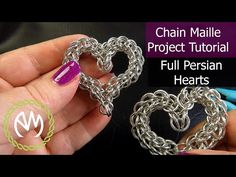 the chain maille project is being used to make heart shaped pendants