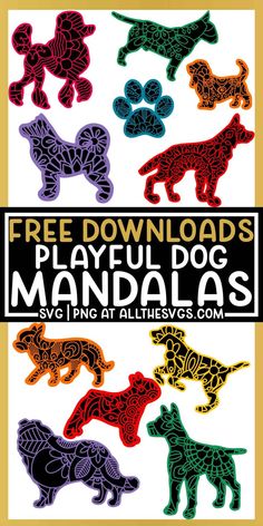 an image of dog silhouettes with the text free downloads's playful puppies