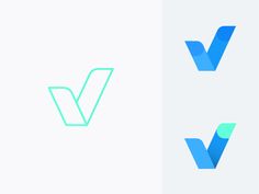 two different logos with the letter v in blue and green