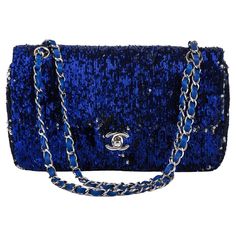 Chanel Bag Classic, Vintage Chanel Bag, Vintage Evening Bags, Chanel Brand, Sequin Bag, Chanel Purse, Blue Purse