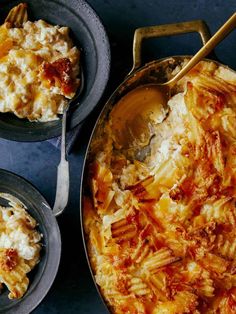 an image of a casserole dish with cheese and meat in it on the table