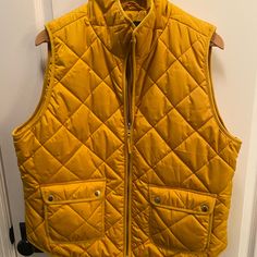 So Pretty Never Worn Quilted Vest Quilted Vest, J Crew, Jackets & Coats, Jackets For Women, Yellow, Women Shopping, Color