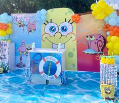 SpongeBob themed decoration Spongebob Birthday Party Backdrop, Spongebob Backdrop, Spongebob Backdrop For Birthday, Girls Spongebob Birthday Party, Girly Spongebob Birthday, Spongebob Girl Birthday, Spongebob Birthday Party, Spongebob Party, Spongebob Birthday