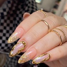 Golden Glitter Nails, Acrylic Nails Y2k, Nails Japanese, Evil Eye Nails, Eye Nail Art, Nails Trends, Nail Prep, Minimal Nails