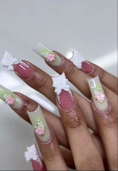 Nail Inspo With Bow, Sweet 16 Nails, Colored Acrylic Nails, Basic Nails, Classy Acrylic Nails, Long Acrylic Nails Coffin, Really Cute Nails, Soft Nails, Long Square Acrylic Nails