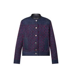 LOUIS VUITTON® - Flocked Monogram Denim Jacket - Marine Louis Vuitton Denim, High Fashion Clothing, Denim Street Style, High Fashion Women, High Fashion Outfits, Raw Denim, Fashion Books, Party Fashion, Luxury Designer