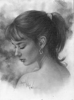 a drawing of a woman with her eyes closed