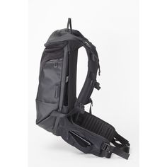 the back view of a black backpack with straps on it and an attached laptop compartment