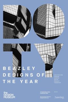 the poster for bezley designs of the year is shown in black and white