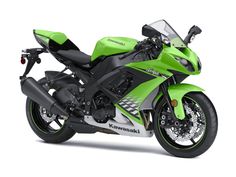 a green and black motorcycle on a white background