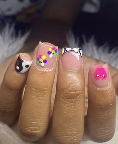 Nail Inspo Black, Design For Nails, Biab Nails, Back To School Nails, Spring Acrylic Nails, Girl Kid, School Nails