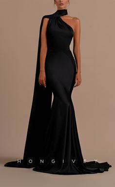 L2105 - Sexy Satin Trumpt High Neck Sleeveless Empire Open Back With S High Neck Gala Dress With Back Opening, Evening High Neck Maxi Dress With Back Opening, High Neck Maxi Dress With Back Opening For Evening, Evening Gown With Long Train, Elegant Backless Evening Dress For Banquet, Elegant High Neck Evening Gown, Elegant Long Train Evening Dress For Prom Season, Elegant Backless Banquet Gown, Formal Sleeveless Gown With Detachable Train